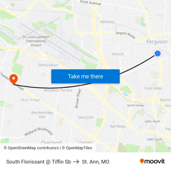 South Florissant @ Tiffin Sb to St. Ann, MO map