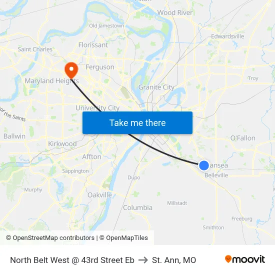 North Belt West @ 43rd Street Eb to St. Ann, MO map