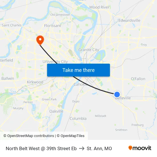 North Belt West @ 39th Street Eb to St. Ann, MO map