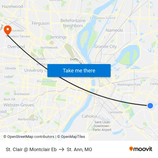 St. Clair @ Montclair Eb to St. Ann, MO map