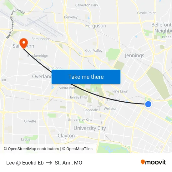Lee @ Euclid Eb to St. Ann, MO map