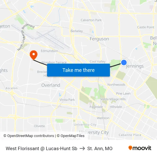West Florissant @ Lucas-Hunt Sb to St. Ann, MO map