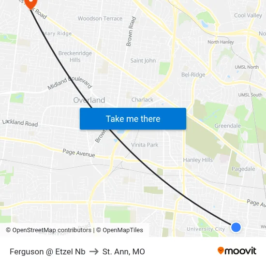 Ferguson @ Etzel Nb to St. Ann, MO map