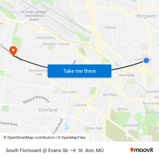 South Florissant @ Evans Sb to St. Ann, MO map