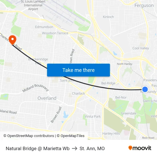 Natural Bridge @ Marietta Wb to St. Ann, MO map