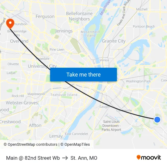 Main @ 82nd Street Wb to St. Ann, MO map