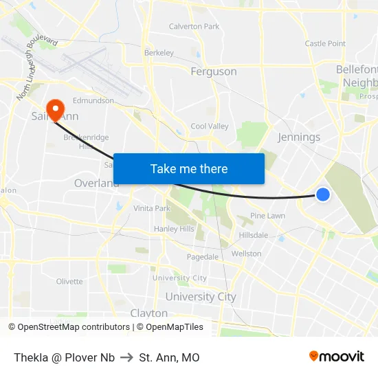 Thekla @ Plover Nb to St. Ann, MO map