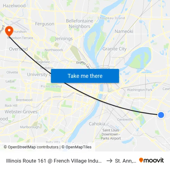 Illinois Route 161 @ French Village Industrial Park Nb to St. Ann, MO map