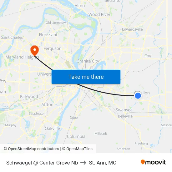 Schwaegel @ Center Grove Nb to St. Ann, MO map