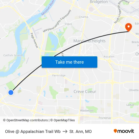 Olive @ Appalachian Trail Wb to St. Ann, MO map