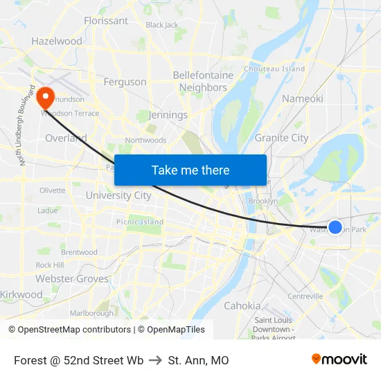 Forest @ 52nd Street Wb to St. Ann, MO map
