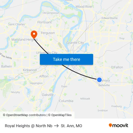 Royal Heights @ North Nb to St. Ann, MO map