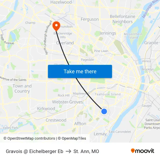Gravois @ Eichelberger Eb to St. Ann, MO map