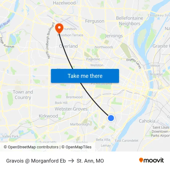 Gravois @ Morganford Eb to St. Ann, MO map