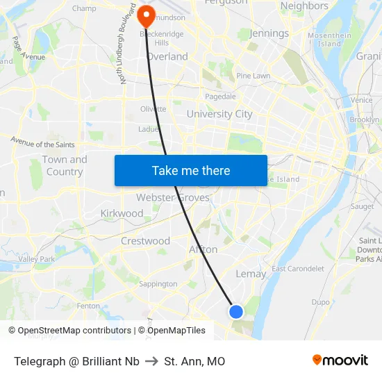 Telegraph @ Brilliant Nb to St. Ann, MO map