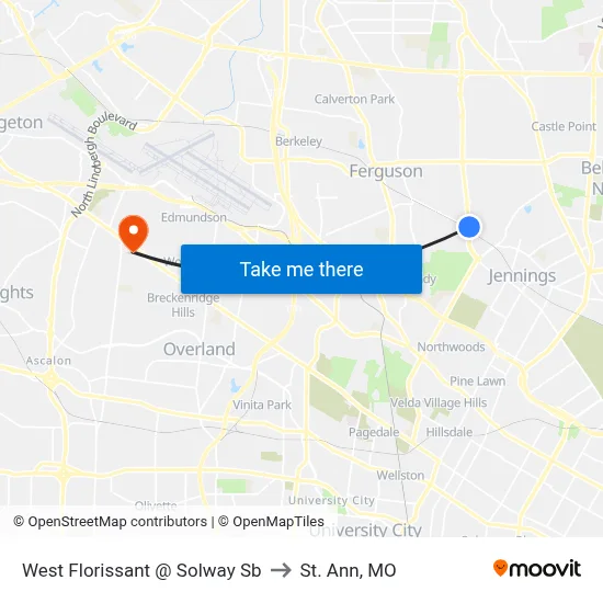 West Florissant @ Solway Sb to St. Ann, MO map