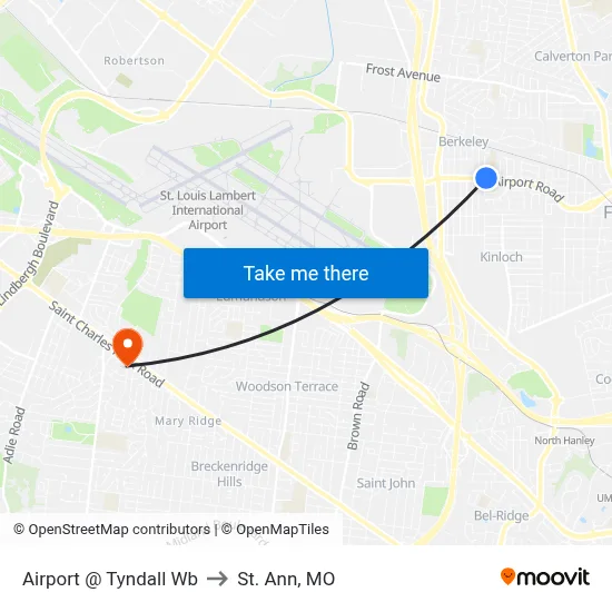Airport @ Tyndall Wb to St. Ann, MO map