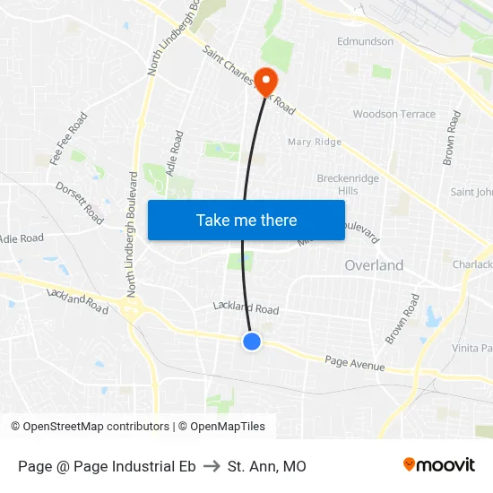Page @ Page Industrial Eb to St. Ann, MO map