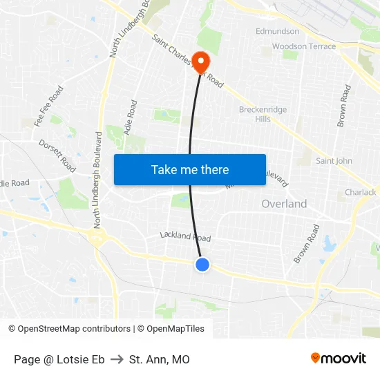 Page @ Lotsie Eb to St. Ann, MO map