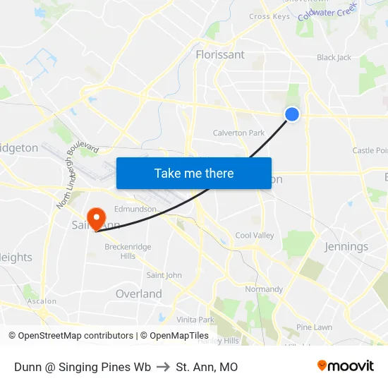 Dunn @ Singing Pines Wb to St. Ann, MO map