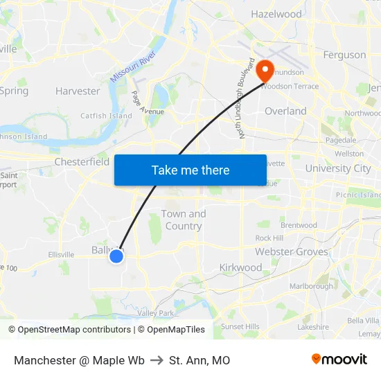 Manchester @ Maple Wb to St. Ann, MO map