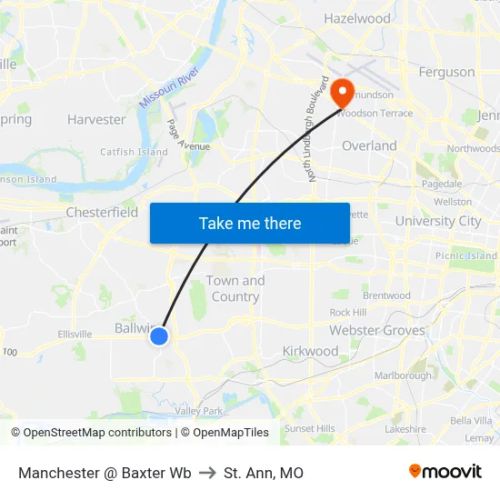 Manchester @ Baxter Wb to St. Ann, MO map
