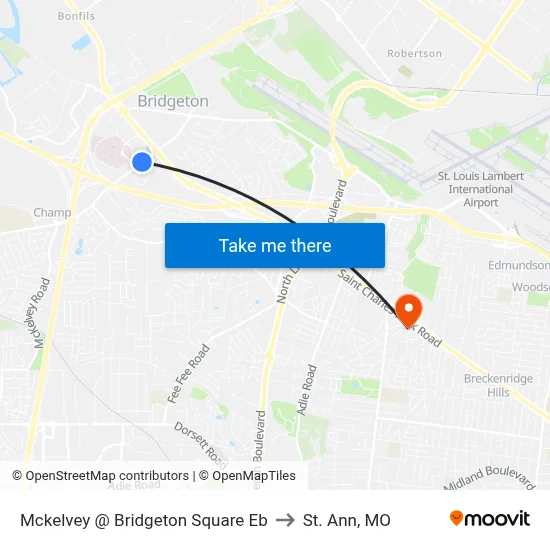 Mckelvey @ Bridgeton Square Eb to St. Ann, MO map