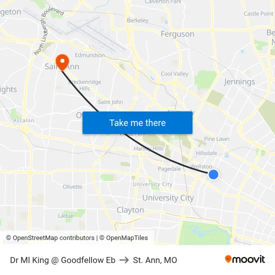 Dr Ml King @ Goodfellow Eb to St. Ann, MO map