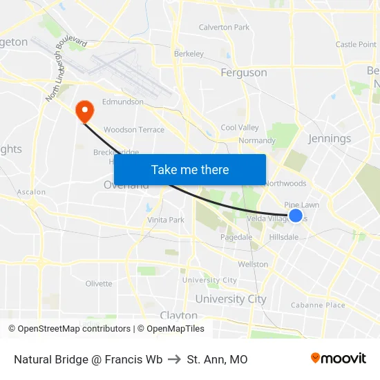 Natural Bridge @ Francis Wb to St. Ann, MO map