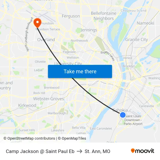 Camp Jackson @ Saint Paul Eb to St. Ann, MO map