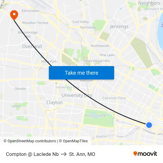 Compton @ Laclede Nb to St. Ann, MO map