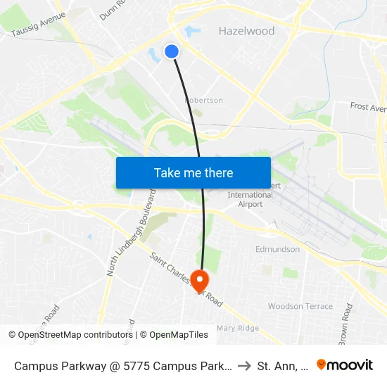 Campus Parkway @ 5775 Campus Parkway Wb to St. Ann, MO map