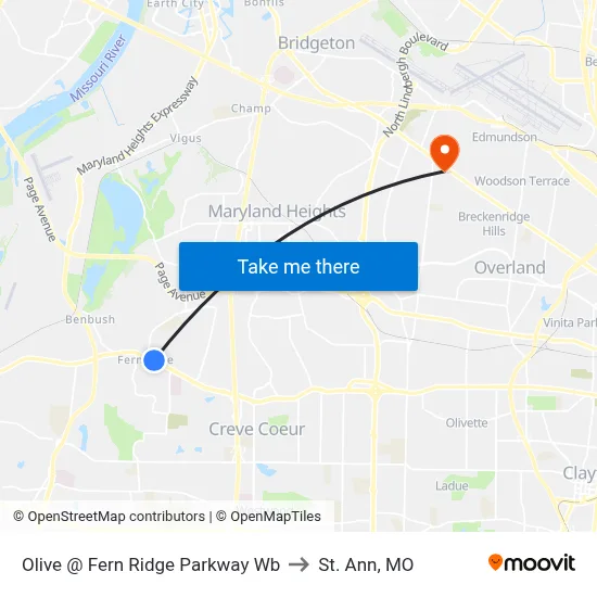 Olive @ Fern Ridge Parkway Wb to St. Ann, MO map
