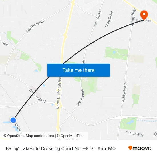 Ball @ Lakeside Crossing Court Nb to St. Ann, MO map
