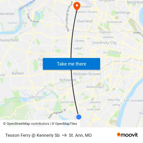 Tesson Ferry @ Kennerly Sb to St. Ann, MO map