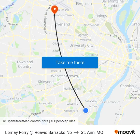 Lemay Ferry @ Reavis Barracks Nb to St. Ann, MO map