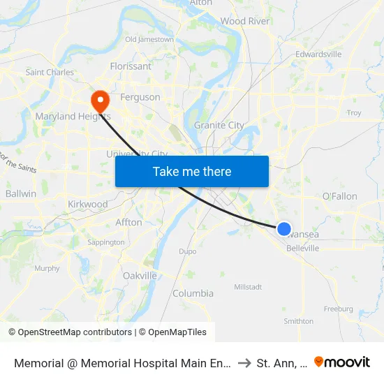 Memorial @ Memorial Hospital Main Entrance Eb to St. Ann, MO map