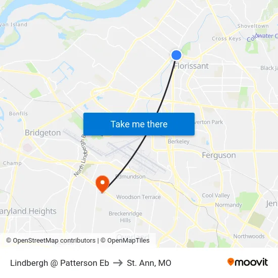 Lindbergh @ Patterson Eb to St. Ann, MO map