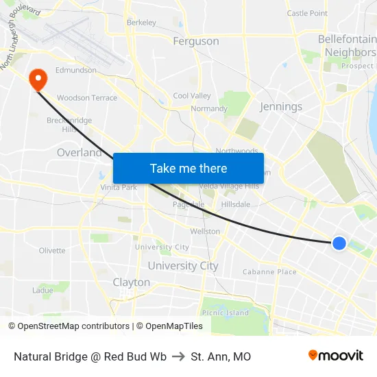 Natural Bridge @ Red Bud Wb to St. Ann, MO map