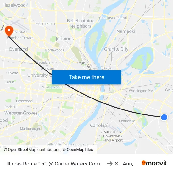 Illinois Route 161 @ Carter Waters Company Nb to St. Ann, MO map