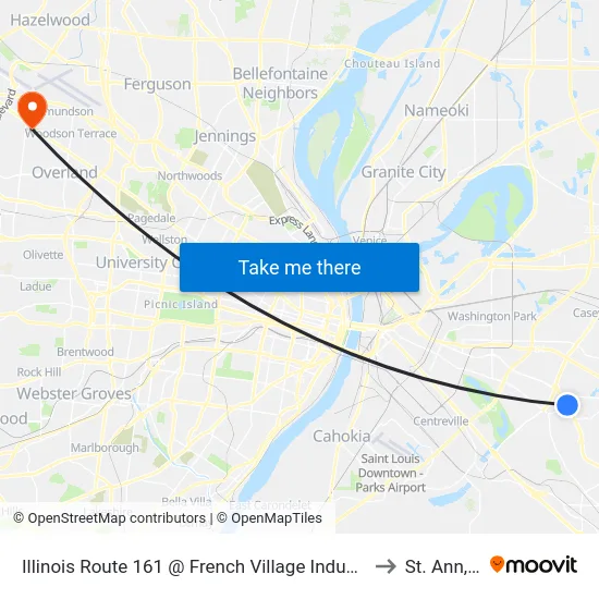 Illinois Route 161 @ French Village Industrial Park Sb to St. Ann, MO map