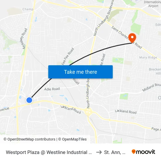 Westport Plaza @ Westline Industrial Wb to St. Ann, MO map