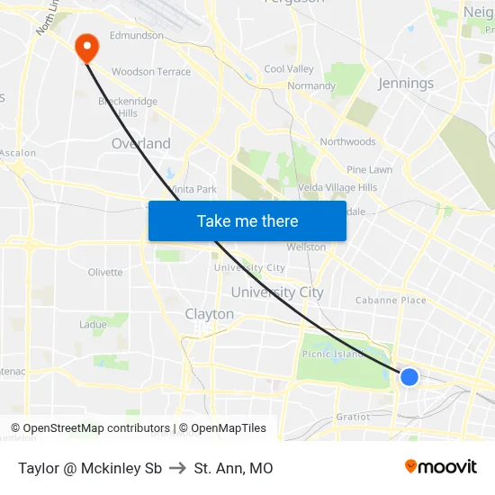Taylor @ Mckinley Sb to St. Ann, MO map