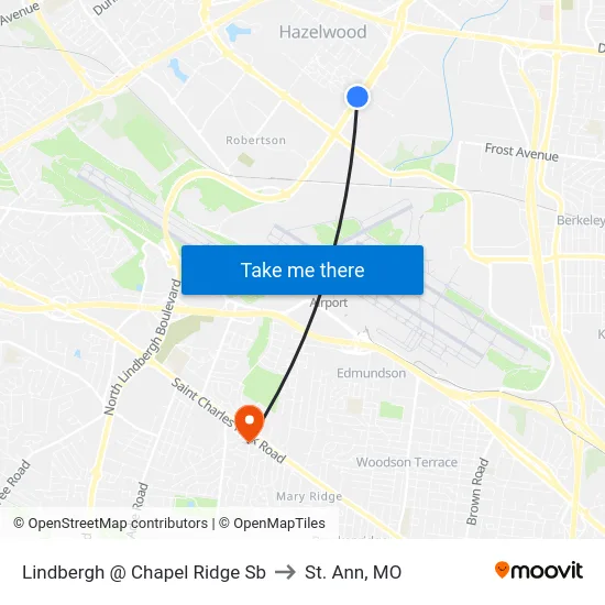 Lindbergh @ Chapel Ridge Sb to St. Ann, MO map