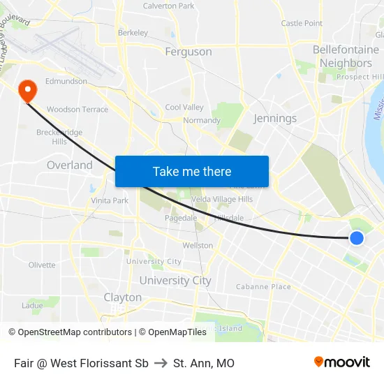 Fair @ West Florissant Sb to St. Ann, MO map
