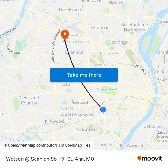 Watson @ Scanlan Sb to St. Ann, MO map