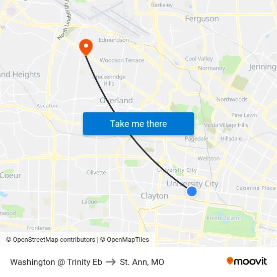 Washington @ Trinity Eb to St. Ann, MO map
