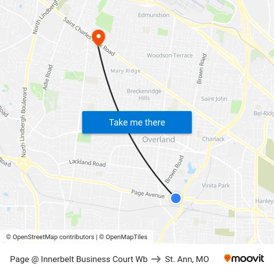 Page @ Innerbelt Business Court Wb to St. Ann, MO map