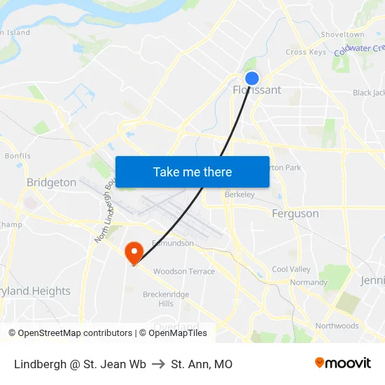 Lindbergh @ St. Jean Wb to St. Ann, MO map