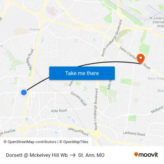 Dorsett @ Mckelvey Hill Wb to St. Ann, MO map